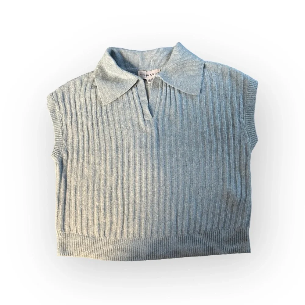 Willow & Wind Sleeveless Ribbed Knit Collared Sweater Vest size S